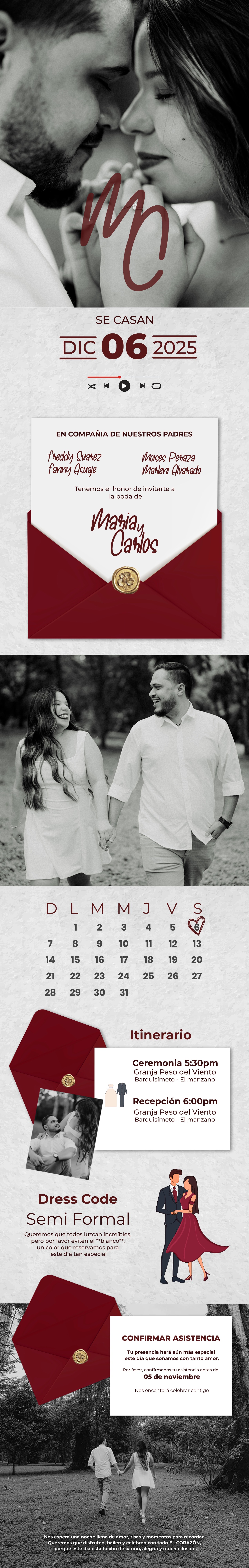 Invitación de boda María y Carlos - 6 de Diciembre 2025